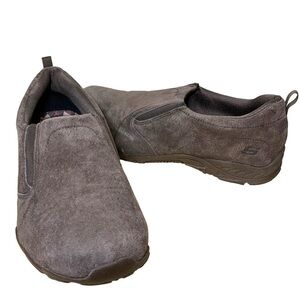 SKECHERS outdoor active brown slip on shoes suede comfort memory foam walking 7